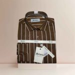 Cotton Printed Stripe Long Sleeve Shirt - Metalic